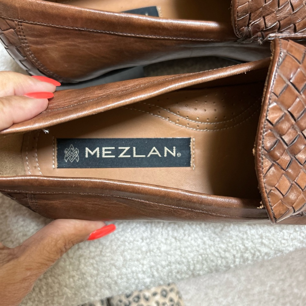 Men’s Mezlan Brown Leather Loafers with Intricate Weaving 🆕 - Picture 6 of 12